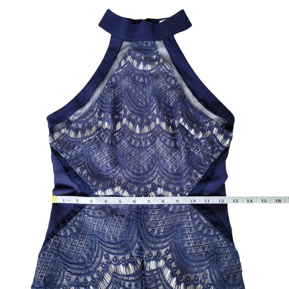 Shareen Collections Blue Lace & Mesh Bodycon Mini Dress Party Wedding Date - Picture 7 of 9